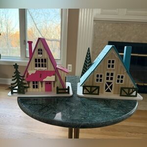 Set Of 2 Wood Christmas Village Houses Ashland New